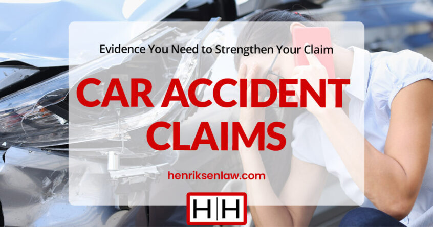 car accident with woman on phone filing an insurance claim.