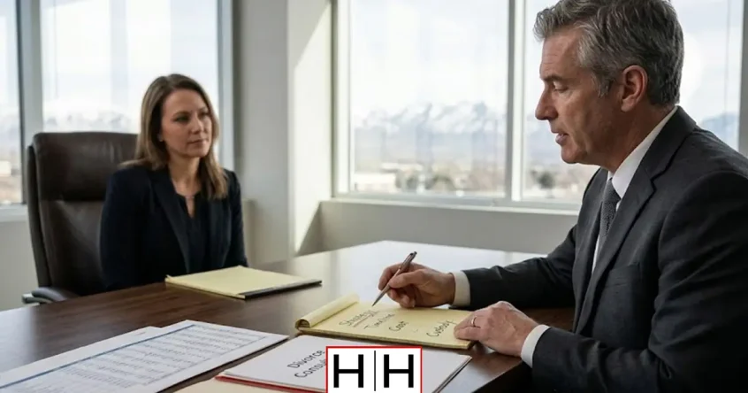 client talking with attorney