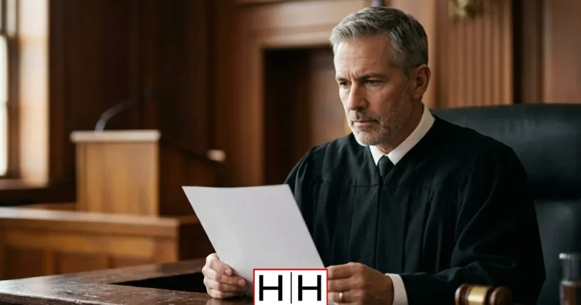 a judge looking over a domestic violence protective order