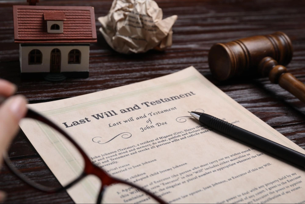 Last will and testament document prepared for estate planning purposes
